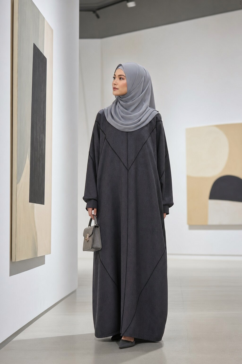 Layla Charcoal Abaya untuk hangout