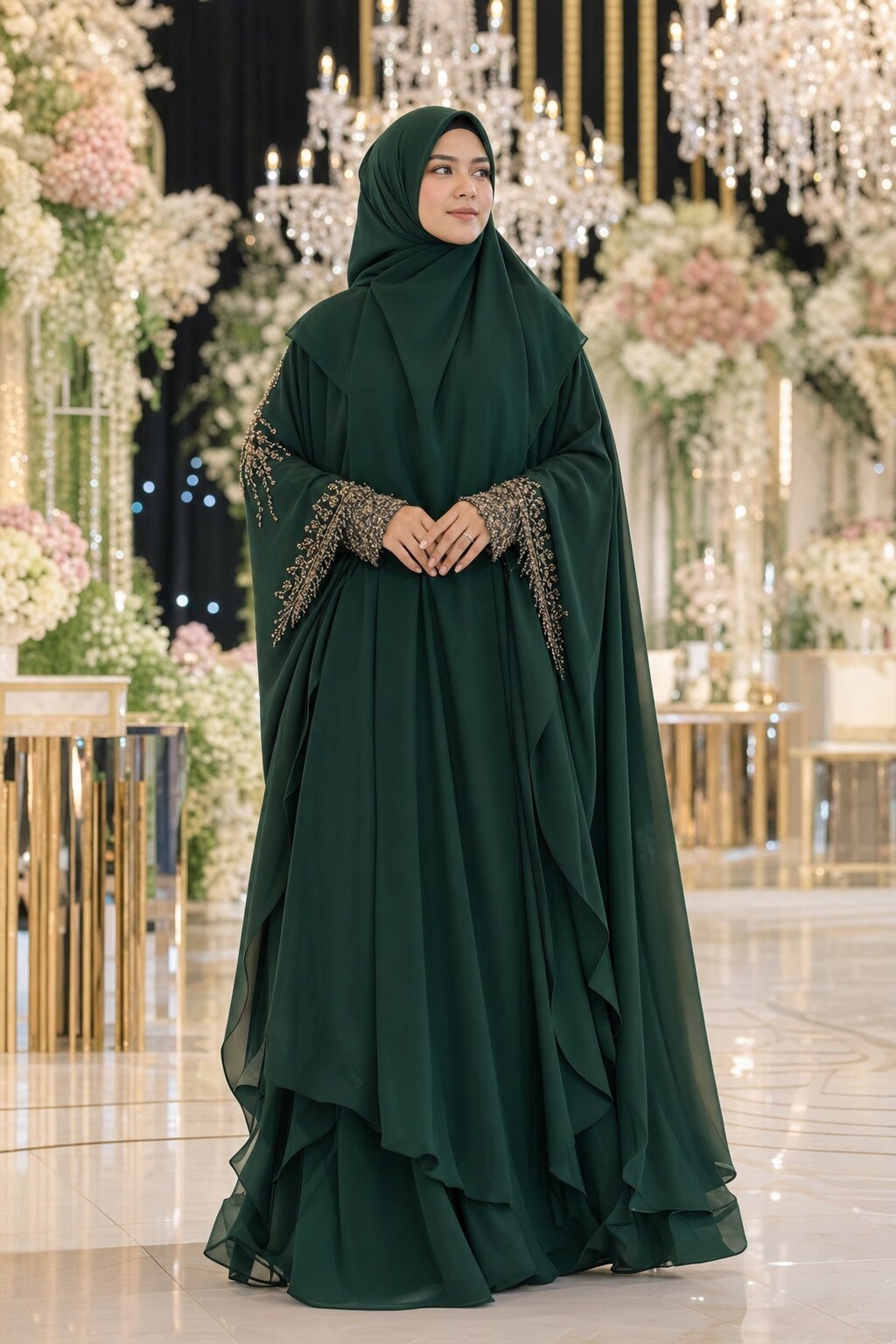 Zahra Emerald Abaya untuk pesta